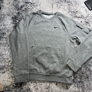 Nike Swoosh Logo Grey Crewneck Sweatshirt Vintage Y2K, Size Small